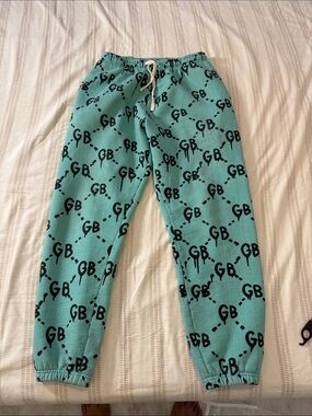 Gianni Bini Teal Joggers with Black GB Logo Print